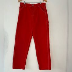 Red Bdg Jeans, Never Used, Size W29, Boyfriend Style In The Ankles High-Waisted Contrast Stitch Skate Jeans. Bdg Skate Jean Featuring A Relaxed Fit From The High Waist Down Through The Straight Leg. Finished Cargo Pockets, And Contrast Stitching. Red Relaxed Fit Trousers, Red Relaxed Fit Bottoms With Pockets, Red High Rise Jeans With Pockets, Red Bottoms With Pockets And Relaxed Fit, Casual Bottoms With Pockets In University Red, Casual University Red Bottoms With Pockets, Casual Red High Waist Pants, Urban Outfitters High Waist Bottoms, High Waist Bottoms From Urban Outfitters