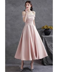 Buy pretty pink satin tea length hoco party homecoming dress at wholesale price online. Free shipping and pro custom service since 2009. Pink Satin Bridesmaid Dress For Banquet, Pink Satin Bridesmaid Midi Dress, Pink Satin Evening Dress For Spring, Pink Satin Bridesmaid Dress For Party, Pink Satin Bridesmaid Dress For Prom Season, Pink Spring Bridesmaid Dress For Banquet, Spring Pink Bridesmaid Dress For Banquet, Spring Banquet Pink Bridesmaid Dress, Satin Midi Dress For Banquet And Prom Season