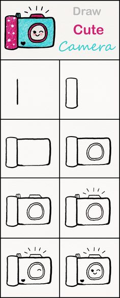 the instructions for how to draw cute camera