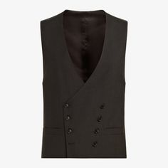 This refined double-breasted waistcoat is tailored slim with an 8-on-2 closure from a wool silk linen blend. Elegant Wool Vest For Office, Elegant Slim Fit Vest For Spring, Wool Business Vest With Button Closure, Modern Fitted Vest For Formal Occasions, Formal Sleeveless Blazer With Button Closure, Elegant Fitted Double-breasted Vest, Formal Wool Vest With Button Closure, Fitted Wool Double Breasted Suit With Buttons, Fitted Wool Double Breasted Suit