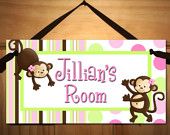 a sign that says tellin's room with two monkeys hanging from the wall