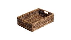 a brown basket with handles on a white background