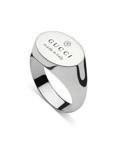 Gucci Sterling Silver Trademark Oval Ring Longchamp Mini, Bridal Boots, Men's Watches Luxury, Nautical Stripes, Buy Gucci, Luxury Sunglasses, Oval Rings, Stacked Jewelry, Handbag Shopping