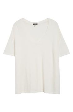 The beloved staple T-shirt is elevated in a roomy fit with a relaxed V-neck and a cashmere-kissed cotton fabrication. V-neck Short sleeves 95% cotton, 5% cashmere Machine wash, line dry Imported Designer Clothing Relaxed Fit V-neck T-shirt For Layering, Designer Clothing, Cashmere, Short Sleeves, Nordstrom, V Neck, Fabric, T Shirt, Clothes Design