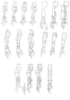 some drawings of different types of boats and motorbike parts on a white background