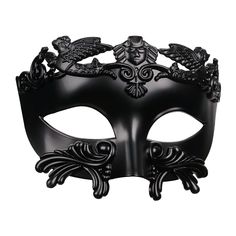 PRICES MAY VARY. ★ High Quality Material: Venice mask is made of high quality hard plastic and ABS, and decals and the above patterns are made of silicone material, which is light but durable, will not fade or deform, non-toxic and tasteless, and is light and easy to carry. ★ Product Specification: Our size of Venice mask is 17cm * 13cm (width * height), which is comfortably fixed in place with elastic belt. One size fits best. The weight is super light, which can be worn comfortably for a long Greece Themed Party Outfit, Masquerade Men, Black Masquerade Mask, Mens Masquerade Mask, Venice Mask, Mask For Men, Mask Shapes, Mardi Gras Costumes, Half Face Mask