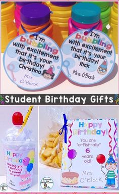 student birthday gifts for kids with free printables and pictures on the front, side, and back