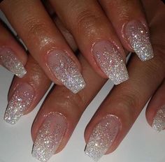 Nails For Hoco, Nail Care Diy, Prom Nails Silver, Silver Glitter Nails, Sally Hansen Nails, Formal Nails, Homecoming Nails Acrylic, Nail Care Tips