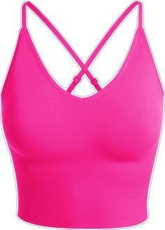 Pink Micro-elastic Seamless Sports Bra, Sports Camisole With Built-in Bra, Sports Camisole Bra With Built-in Bra, Pink Seamless Sports Bra For Sports, Sports Activewear Shapewear With Medium Bust Support, Medium Bust Support Activewear Shapewear For Sports, Stretch Camisole Activewear For Sports, Solid Color Sports Shapewear, Workout Seamless Shapewear Sports Bra