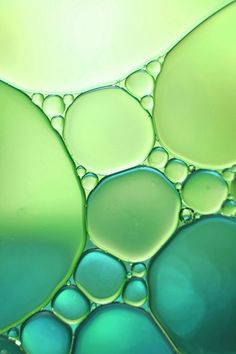 green and blue bubbles are seen in this close up photo