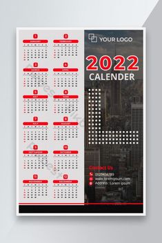 a calendar for the year 2012 with red and white numbers on it, in front of a cityscape