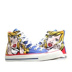 Roy Lichtenstein Pop Art, Lichtenstein Pop Art, Royal Yellow, Pop Art Fashion, Funky Shoes, Roy Lichtenstein, Prom Shoes, Converse Sneakers, Shoe Art