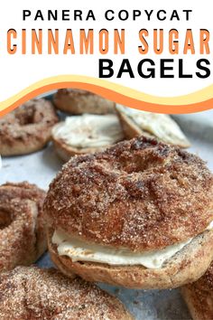 cinnamon sugar bagels with cream cheese on top