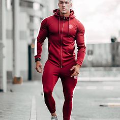 Material: Cotton polyester Gender: Men Collar: Hooded Fit: Fits true to size, take your normal size Closure Type: zipper Gym Sportswear, Tracksuit Men, Men's Activewear, Jogging Suit, Fitness Bodybuilding, Long Sleeve Jacket, Tracksuit Set, Hoodie Outfit, Mens Winter Fashion