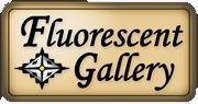 a sign that says fluorescentent gallery with an image of a compass in the center