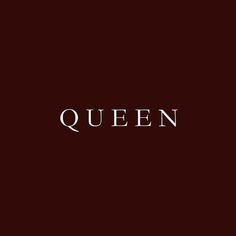 the word queen is written in white on a dark red background with an ornate font