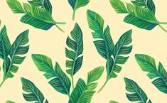 a green leafy pattern on a yellow background