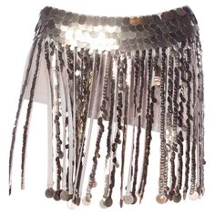 2000S Grey Silk Crepe & Georgette Fringe Mini Skirt Covered In Metal Pailettes Grey Mini Skirt Outfit, Fringe Mini Skirt, Fringe Skirt, Gray Silk, Fantasy Jewelry, Silk Crepe, Tea Party, Metallica, Mini Skirt