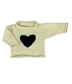 ivory sweater with navy heart in center Cotton Sweaters, Red Wagon, Roll Neck Sweater, Knitting For Kids, Chunky Knits Sweater, Kids Sweater, Sweater Making, Roll Neck