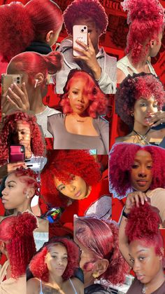 Red Red Hair Black Women Hairstyles, Red Hair Dye Black Women, Red 4c Hair, Red Curly Hair Black Women, Red Afro Hair, Red Natural Hair Black Women, Dyed Curly Hair Ideas Colour, Red Dyed Hair, Red Natural Hair