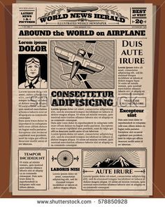 the front page of an old news paper with images of people and planes on it