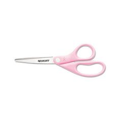 a pair of pink scissors on a white background