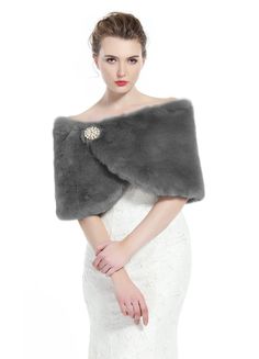 PRICES MAY VARY. Faux Fur,Satin LUXURIOUS FAUX FUR & WARM ENOUGH--- This elegant shawl is made of animal friendly and soft faux fur with high quality satin lining. You will get enough warm even in outside when you wear it. Also the fur climb strongly. It's not shed easily. FREE PEARL BROOCH --- Free beautiful and gorgeous pearl brooch as bonus along with each piece of shawl. It’s sewed on the front of shawl that can be used in many times. Also you can set the brooch in any position you want. CLA Winter Wedding Party, Faux Fur Shawl, Faux Fur Wrap, Elegant Shawl, Fur Wrap, Fur Shawl, Chunky Knit Blanket, Winter Weddings, Wrap Shawl