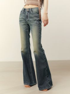 High Waist Y2k Denim Jeans, The Kript Jeans, Hysteric Glamour Jeans, Vintage Flare, Big Clothes, Concert Fits, Dream Wardrobe