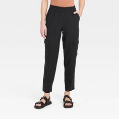 Women's High-Rise Ankle Cargo Pants - A New Day™ Black M Tapered Leg Cargo Pants For Spring Workwear, Spring Tapered Leg Cargo Pants For Workwear, Spring Workwear Tapered Leg Cargo Pants, Spring Workwear Cargo Pants With Tapered Leg, Versatile Spring Cargo Pants For Work, Versatile Cargo Pants For Spring Workwear, Versatile Spring Cargo Work Pants, Spring Versatile Cargo Pants With Cropped Leg, Versatile Cropped Cargo Pants For Spring