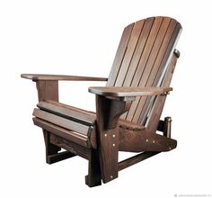 a wooden adiron chair sitting on top of a white background