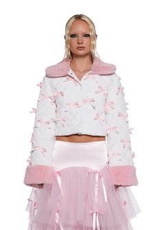 base|multi Faux Fur Fitted Outerwear With Padded Collar, Fitted Faux Fur Outerwear With Padded Collar, Fitted Quilted Jacket With Padded Collar For Spring, Faux Fur Cropped Jacket, Sugar Thrillz, Fairy Dress, Satin Bow, Faux Fur Collar, Cropped Jacket