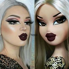 Bratz Doll Makeup, Fantasy Make-up, Halloween Make-up Looks, Holloween Makeup, Barbie Makeup, Halloween Makeup Inspiration, Makeup Challenges, Halloween Makeup Easy, Doll Makeup