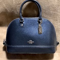 No Signs Of Any Wear Or Damage Formal Blue Coach Satchel, Blue Coach Bag With Zipper Closure, Blue Coach Bags With Zipper Closure, Classic Blue Bag With Zipper Closure, Classic Blue Coach Bag, Glitter Bag, Vintage Coach Bags, Small Tote Bag, Bags Logo