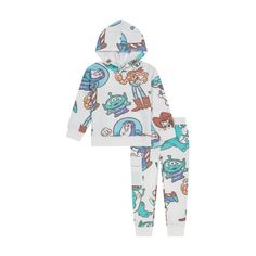 Toddler Boy Toy Story Long Sleeve Hoodie & Jogger Pant Set, Sizes 12M-5T Size: 3T.  Color: Off-White.  Gender: male. Playful Hooded Onesie For Playtime, Cute White Hoodie For Playtime, Casual Hooded Onesie For Playtime, Playful Cotton Hoodie For Playtime, Playful Hooded Sets For Playtime, Casual Hoodie With Cartoon Print For Playtime, Playful Hooded Playtime Sets, White Cotton Hoodie For Playtime, White Hooded Hoodie For Playtime