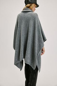 *The* loveliest layer to add to absolutely any look, this effortlessly essential kimono is featured in a slouchy, relaxed fit and soft knit fabrication with versatile, scarf-inspired detail at top for multiple ways to wear. | Ellie Scarf Wrap Kimono by Free People in Grey Oversized Solid Poncho For Layering, Oversized Cashmere Wraps For Winter, Oversized Wrap Poncho In Casual Style, Oversized Cozy Cashmere Poncho, Cozy Oversized Cashmere Poncho, Oversized Cashmere Poncho, Oversized Poncho For Layering, Chic Cashmere Poncho For Layering, Casual Cashmere Poncho For Fall