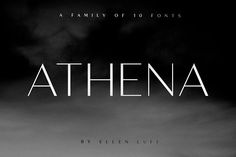 the title for athena is shown in black and white