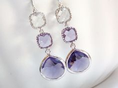 Purple Earrings Lavender Earrings Lilac Glass Clear by mlejewelry, $33.00 Elegant Lavender Crystal Earrings For Party, Lavender Crystal Earrings For Wedding, Elegant Lavender Crystal Earrings For Wedding, Purple Crystal Earrings For Wedding, Purple Teardrop Crystal Earrings For Wedding, Lavender Drop Earrings For Wedding, Silver Bridesmaid Jewelry, Lavender Earrings, Silver Bridesmaid