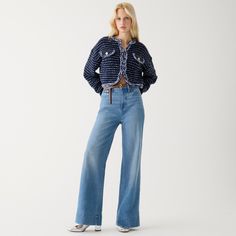 Denim trouser in Chambray Blue wash 2024 Style, Swimwear Dress, Fashion 2024, Work Wear Women, Sweaters And Leggings, 2024 Fashion, Denim Trousers, Denim Coat, Wide Leg Denim