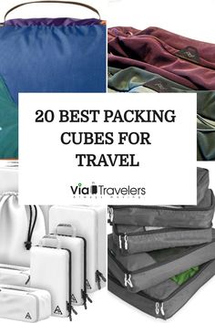 20 best packing cubes for travel from Via Travelers, showcasing various sizes and colors. Organized Travel, Efficient Packing, Suitcase Organization, Airport Security