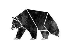 an origami bear is shown in black and white, on a white background