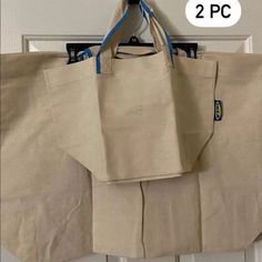 Bundle Includes: 1 Pc 13 Gallon Tote Bag 1 Pc 3 Gallon Tote Bag Beige Shoulder Bag With Reinforced Handles, Large Beige Bags For Errands, Beige Shopping Bag With Reinforced Handles, Beige Shopping Bags With Reinforced Handles, Large Beige Bag For Daily Use, Large Beige Bags For Daily Use, Eco-friendly Beige Bags For Errands, Large Eco-friendly Shopping Bags, Ikea Tote Bag