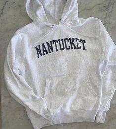 Soft Fluffy Light Grey Hooded SweatshirtUnisex fitScreen Printed in the USAWe also have this in a crew neck sweatshirt in navy and grey Navy Blue Crewneck, Collegiate Style, Prep Style, Custom Made Shirts, Rainbow Shirt, Style Preppy, Style Hoodie, Cute Everyday Outfits, Nantucket