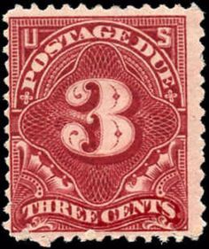 an old red and black stamp with the letter e on it's front side