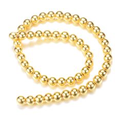 Electroplated Non-Magnetic Hematite Beads, Metallic Gold Color. Semi-Precious Stone Beads for Jewelry Making.   Size: 8-8.5mm Diameter, Hole: 1mm, approx. 50pcs/strand, 15.5 Inches Long.  Material: Non-Magnetic Synthetic Hematite Bead Strands. Metallic Gold Color. Polished, Shinny Metallic Lustrous Finish. Metallic Gold Color, Ring Der O, Jewelry Making Project, Mala Bracelet, Hematite Beads, Stone Gold, Polymer Clay Beads, Beads For Jewelry Making, Color Dorado