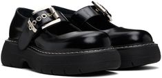 Polished leather Mary Jane-style loafers in black. · Logo-engraved pin-buckle strap at vamp · Logo patch at padded footbed · Topstitching at welt · Logo embossed at platform rubber midsole · Treaded rubber sole · Platform: H1.5 Supplier color: Black Black Leather Monk Strap Shoes With Metal Pin Buckle, Leather Platform Loafers With Buckle Closure, Black Monk Strap Shoes With Buckle And Flat Heel, Black Buckle Closure Closed Toe Loafers, Black Buckle Closure Mary Janes For Business, Black Mary Janes With Buckle For Business, Black Business Mary Janes With Buckle Closure, Black Mary Janes With Buckle Closure For Business, Black Loafers With Buckle Closure And Almond Toe