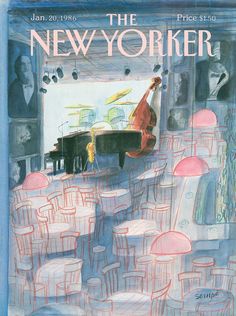 the new yorker magazine cover with an image of a man playing piano and other furniture