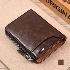 Color: BROWN Casual Brown Bifold Wallets, Casual Brown Wallet With Zipper Closure, Brown Trifold Wallet With Zipper For Daily Use, Casual Brown Trifold Wallet With Interior Card Slots, Block 13, Rfid Blocking Wallet, Dark Color, Stay True, At Last