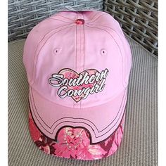 This Listing Is For 1 Rebel Girl Headwear Pink Ball Cap Adjustable. Pink Flower Pattern On Visor With Heart In The Middle Embroidered Southern Cowgirl Over Hart. Pink 1 Size Fits All. Branded Accessories, Pink Flower Pattern, Pink Cowgirl, Cowgirl Hat, Cowgirl Hats, Character Inspo, Ball Cap, Pink Flower, Women Brands