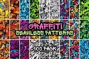 graffiti seamless patterns in different colors and sizes, including one with the word graffiti on it