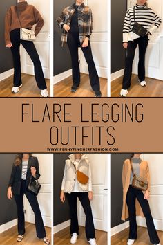 Flare Legging Outfits Flare Legging Outfits, How To Style Flares, Cute Outfits To Wear To School, Leggings Work Outfit, Outfits With Flares, Flare Leggings Outfit, Leggings Outfit Spring, Outfits Leggins, Leggings Outfit Fall